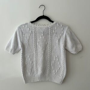 Hand Knitted for Brooks Brothers Short Sleeve White Sweater